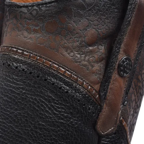 Vista 6 de Cuadra Bota vaquera para hombre en cuero genuino Stingray Negro