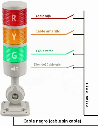 Vista 6 de Luces de Torre de Señal LED Apilables, Lámpara de Torre Columna de Advertencia de Señal Industrial Luces Andon con Base Giratoria, Luz Intermitente