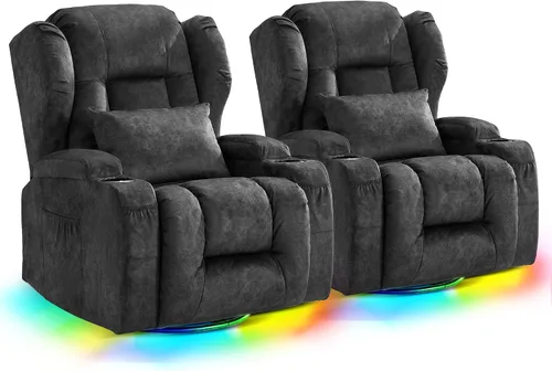Vista 14 de URRED Silla reclinable giratoria eléctrica con masaje y calor, juego de 1 Negro