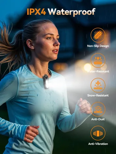 Vista 5 de TECKNET Alarma de seguridad personal de 135 dB con luz estroboscópica SOS para mujer, recargable e impermeable IPX4, luces de carrera con linterna