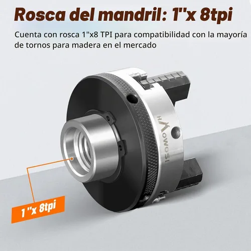Vista 4 de Mandril de torno de madera, mandíbula de 3 pulgadas con MT-1 y MT-2 eje eje con 1 rosca 8TPI, para herramientas de torno de carpintería