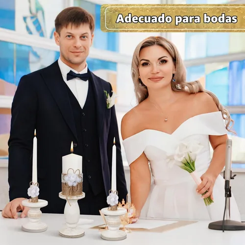 Vista 5 de Zhehao Blossom Unity - Juego de velas para recepción de ceremonia de boda