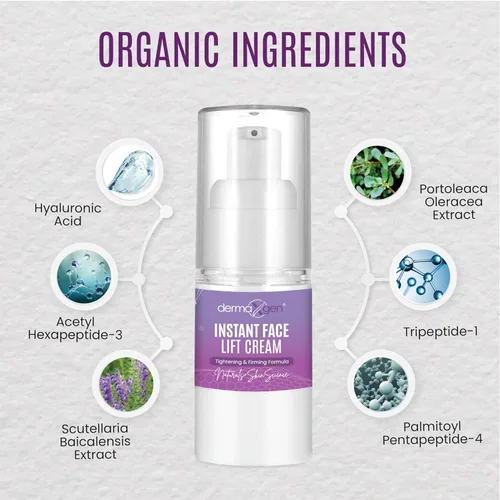 Vista 2 de Crema de estiramiento facial instantáneo - Complejo de péptidos Crema tensante, lifting y reafirmante Fórmula instantánea orgánica para cara