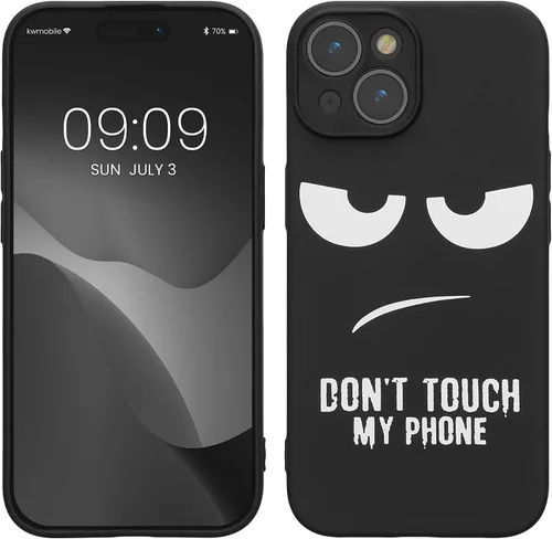 Vista 8 de kwmobile Funda de silicona TPU compatible con Xiaomi 11T/11T Pro - Funda suave - No toques mi teléfono blanco/negro