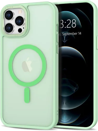 Vista 235 de Anuck - Funda magnética para iPhone 11 compatible con MagSafe, carcasa trasera mate translúcida dura, borde de TPU, delgada, resistente a impactos