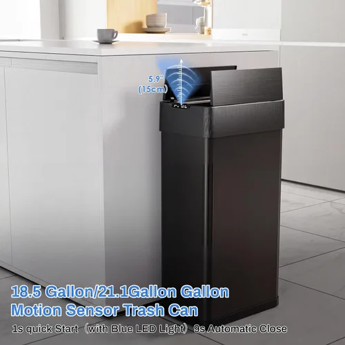 Vista 4 de Bote de basura automático, cubo de basura con sensor de movimiento sin contacto de 13.2 galones Smart Garbage Can with Soft-Close Lid, Bag