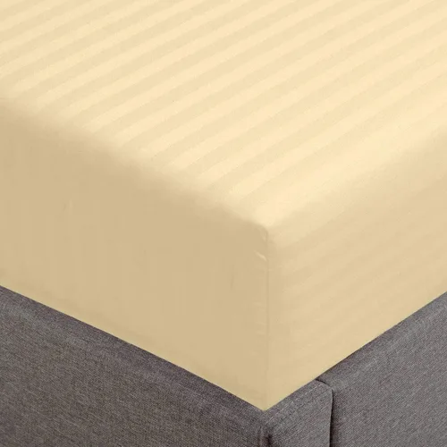 Vista 32 de Feather & Stitch - Sábana bajera ajustable de 100 % algodón, tejido satén de damasco, transpirable a rayas, sábana elástica para colchón de 18