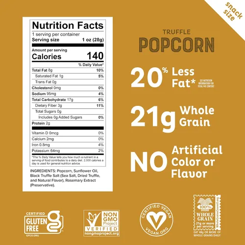 Vista 2 de Mini palomitas de maíz de Pipcorn - 4.5 onzas, sin gluten, maíz de reliquia sin OMG, aperitivos no artificiales, sin conservantes