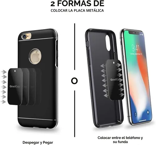 Vista 6 de GradCap Placa de metal para soporte magnético de teléfono, paquete de 4 discos universales de metal negro ultrafino con adhesivo 3M fuerte, kit