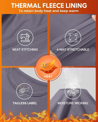 Vista 4 de CL convallaria Paquete de 2 calzoncillos térmicos largos para hombre, forro polar suave, capa base para clima frío, tallas XS-4XL