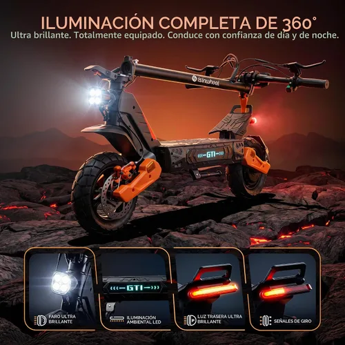 Vista 8 de isinwheel Scooter eléctrico GT1, 28 MPH, 800W, rango de 28 millas Nuevo Negro