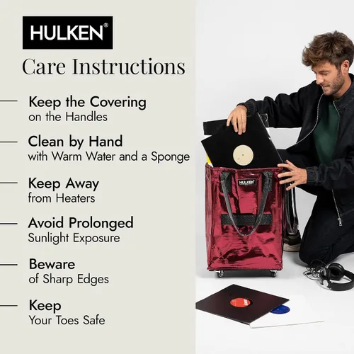 Vista 7 de HULKEN (Pequeño, Rojo Cósmico) Bolsa de comestibles reutilizable sobre ruedas, carrito de compras, bolsa con ruedas, cierre de cremallera, ligera