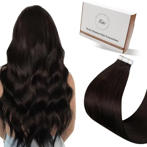 Vista 35 de 【Descuento】Hetto - Extensiones de cabello con cinta adhesiva, 40g, extensiones de cabello humano, color rubio ceniza oscuro degradado a rubio medio