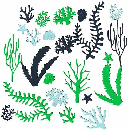 Vista 5 de Troqueles de corte de coral de algas marinas, caracolas de estrella de mar de mar, plantillas de metal en relieve para tarjetas de álbumes