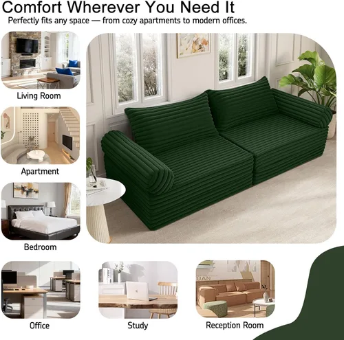 Vista 5 de MeMoreCool Sofá cama convertible, sofá cama plegable tamaño Queen, sofá cama extraíble con almohadas, sofá futón plegable para dormitorio, sala
