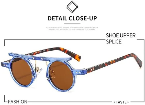Vista 2 de Lentes de sol redondos para hombres y mujeres, estilo hippie de moda, círculo, protección UV400, tonos punk