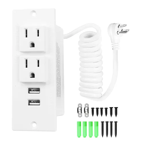 Vista 10 de Kit de salida en cajón: dos salidas de CA de 15 amperios y puertos USB Negro