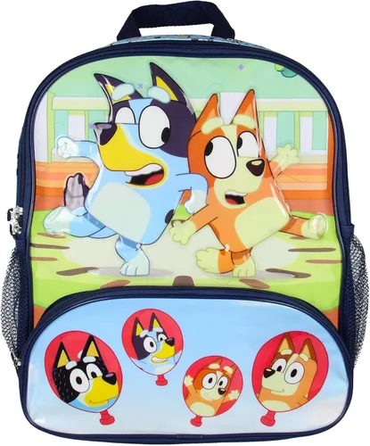 Vista 2 de AI ACCESSORY INNOVATIONS Bluey - Mochila de viaje escolar de 14 pulgadas para niños, con diseños de personajes elevados