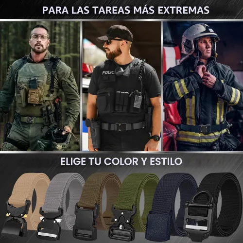 Vista 7 de TECEUM Tactical Belt – Heavy-Duty & Quick Release – Military, Work, Rigger, Duty & Utility Belt for Men Hebilla 6 - Negro