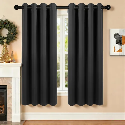 Vista 20 de Cortinas de oscurecimiento de habitación de 45 pulgadas de largo para dormitorio y sala de estar, cortinas térmicas aislantes con ojales