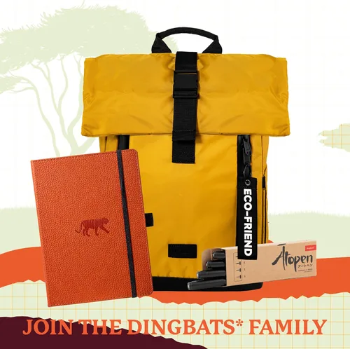 Vista 7 de Dingbats* Cuaderno de escritura con líneas de vida silvestre A5 - Tapa dura de cuero vegano - Ideal para trabajo, viajes - Incluye bolsillo, cierre