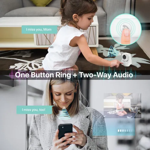 Vista 5 de Cámara de seguridad para el hogar WiFi de 2K con inclinación panorámica 360 HD 2.4GHz, monitores para bebés/mascotas, audio de 2 vías, noche de luz
