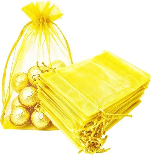 Vista 22 de Paquetes de 50 bolsas de organza de regalo de 4 x 6 pulgadas, cordón negro a granel para baby shower, Navidad, cumpleaños de profesores, recuerdos