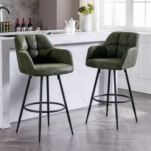 Vista 29 de ROCITY Juego de 2 taburetes de bar de terciopelo con respaldo, silla de bar beige para isla de cocina, taburetes de bar modernos con patas de metal