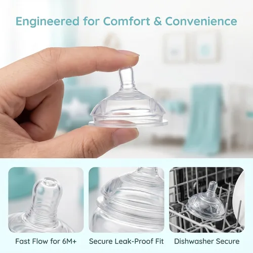 Vista 5 de Tetinas de silicona compatibles con botella Comotomo de 5,8 onzas, flujo