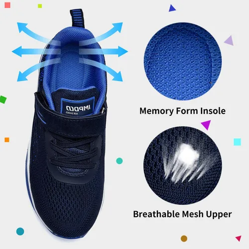 Vista 3 de MEHOTO Tenis de correr para niños, tenis atléticos, para caminar, trotar, deportes, ligeros, transpirables, para niños y niñas, Negro