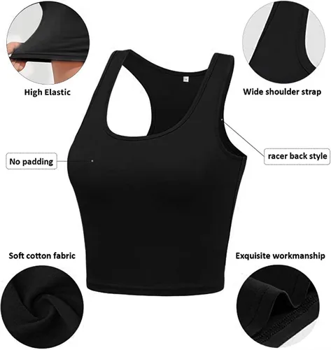 Vista 2 de Camisetas básicas sin mangas, paquete de 4 camisetas cortas de verano en blanco y negro para mujer