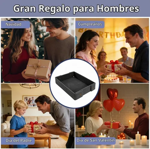 Vista 7 de SITHON Bandeja de valet para hombre, bandeja de cuero sintético prémium Negro