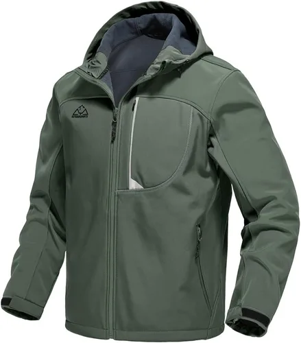 Vista 7 de Gopune Chaqueta Ligera de Carcasa Suave para Hombre con Forro Polar Impermeable con Capucha para Senderismo Chaqueta de Invierno