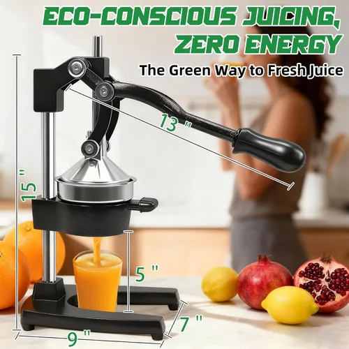 Vista 5 de Máquina Exprimidora Manual, Prensa Manual Comercial de Servicio Pesado de Hierro Fundido, para Jugo de Naranja Lima Limón Granada, Fácil de Usar