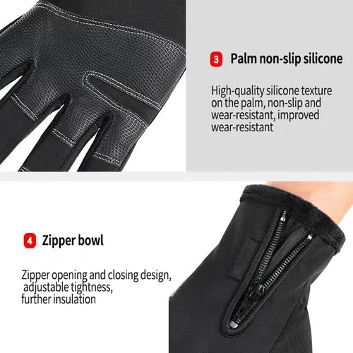 Vista 5 de Guantes de invierno para hombre y mujer, guantes cálidos para clima frío, correr, senderismo, pesca, caza, guantes de pantalla táctil para dedos