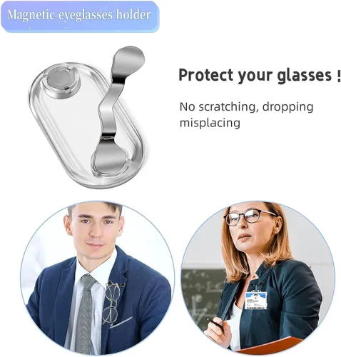 Vista 2 de donwmvfoug Paquete de 3 soportes magnéticos para gafas, etiqueta de nombre, soportes magnéticos para lentes de sol de trabajo, pasadores magnéticos