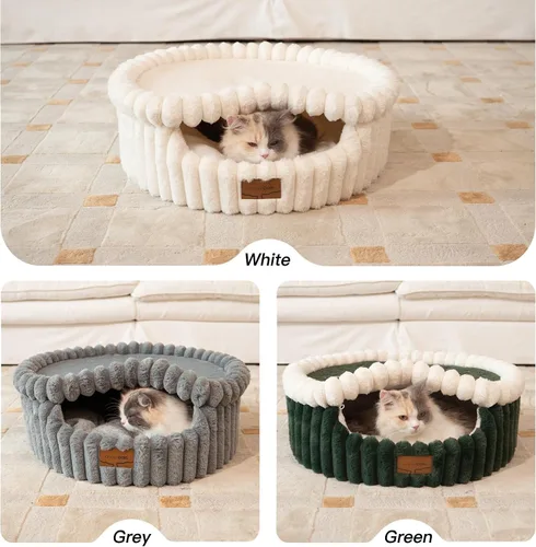 Vista 7 de CHEERPALS Cloud Cat Cave Bed for Indoor Cats Hooded Bed with Zipper((Grey)