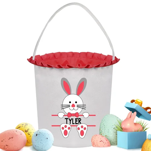 Vista 13 de Cestas de Pascua personalizadas para niños y niñas, cestas de conejo de Pascua personalizadas para niños, cesta de caza de huevos de Pascua, regalos