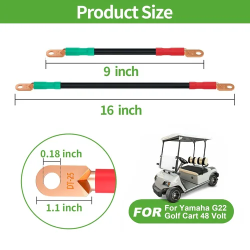 Vista 6 de 10L0L Cables de batería para carrito de golf Yamaha G22 de 48 voltios, kit de cableado de cable de batería con calibre 4, 5 piezas, juego de cables