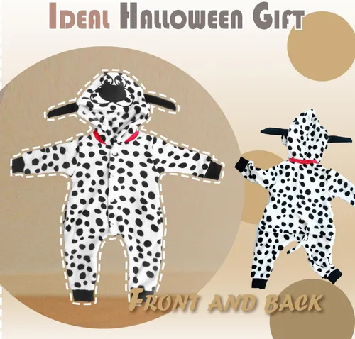 Vista 4 de Waghaw Disfraz de dálmata para bebé niño y niña, traje de Halloween