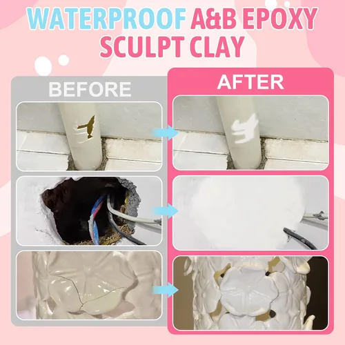 Vista 3 de Arcilla epoxi para esculpir, arcilla blanca 2 partes A y B compuesto de relleno Fuerza adhesiva fuerte Buena plasticidad para esculpir modelado