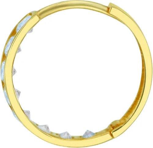 Vista 4 de Pendientes de aro de oro amarillo real de 14 quilates, 0.118in de grosor, 3 tamaños diferentes disponibles