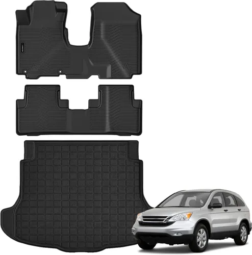 Vista 40 de Auxko Alfombrillas para todo tipo de clima, tapete de carga con respaldo para Honda Pilot 8 pasajeros 2016-2022, forros de elastómero termoplástico