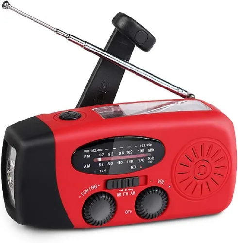 Vista 11 de Radio solar portátil de emergencia meteorológica manivela AM/FM NOAA radio de supervivencia con linterna LED 2000mAh cargador de teléfono móvil