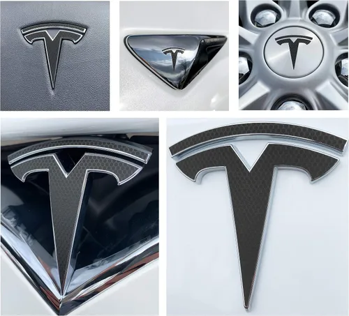 Vista 48 de Calcomanía con logotipo para Tesla Model S, Nosecone, juego de 14 piezas (verde brillante)