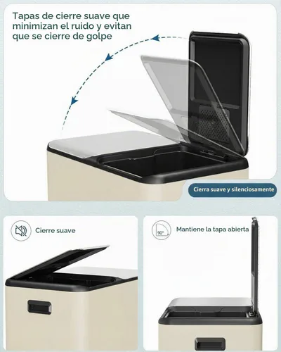 Vista 5 de Arlopu Bote de basura doble de 16 galones con 2 cajas integradas
