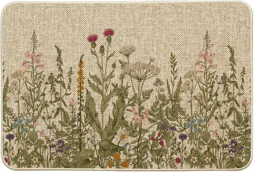 Vista 12 de Artoid Mode Wildflower - Tapete floral de primavera, decoración del hogar, diseño de flores y verano, tapete de bajo perfil, tapete para puerta