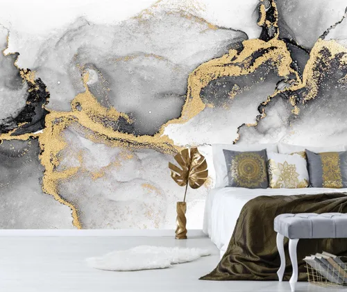Vista 21 de Mural de Papel Pintado de Plumas Elegante Gris y Blanco para Sala de Estar Dormitorio (No se Pela ni se Pega) No despegar ni pegar