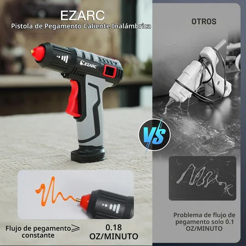 Vista 5 de EZARC Pistola de pegamento caliente inalámbrica, calentamiento rápido de 15 Gris