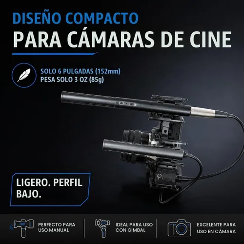 Vista 3 de Azden SGM-250CX Micrófono compacto profesional de escopeta Cine